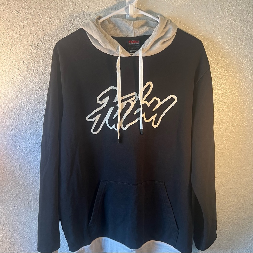 Vintage Fubu Y2K Sweatshirt Hoodie Men’s Size Large Black White Pullover Graphic